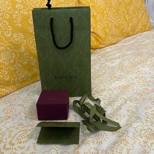 Gucci accessory box , shopping bag, ribbon and card